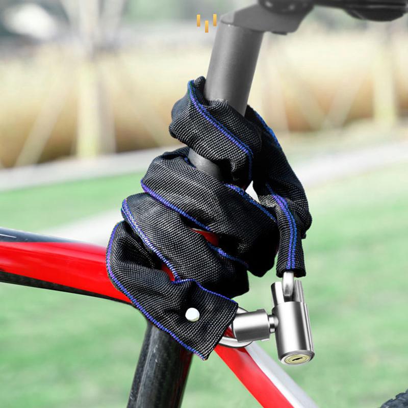 Bike Chain Lock Bicycle Heavy Duty Safety Lock 60Cm Metal Anti-Theft Mountain Bike Road Motorcycle Scooter Padlock With Key