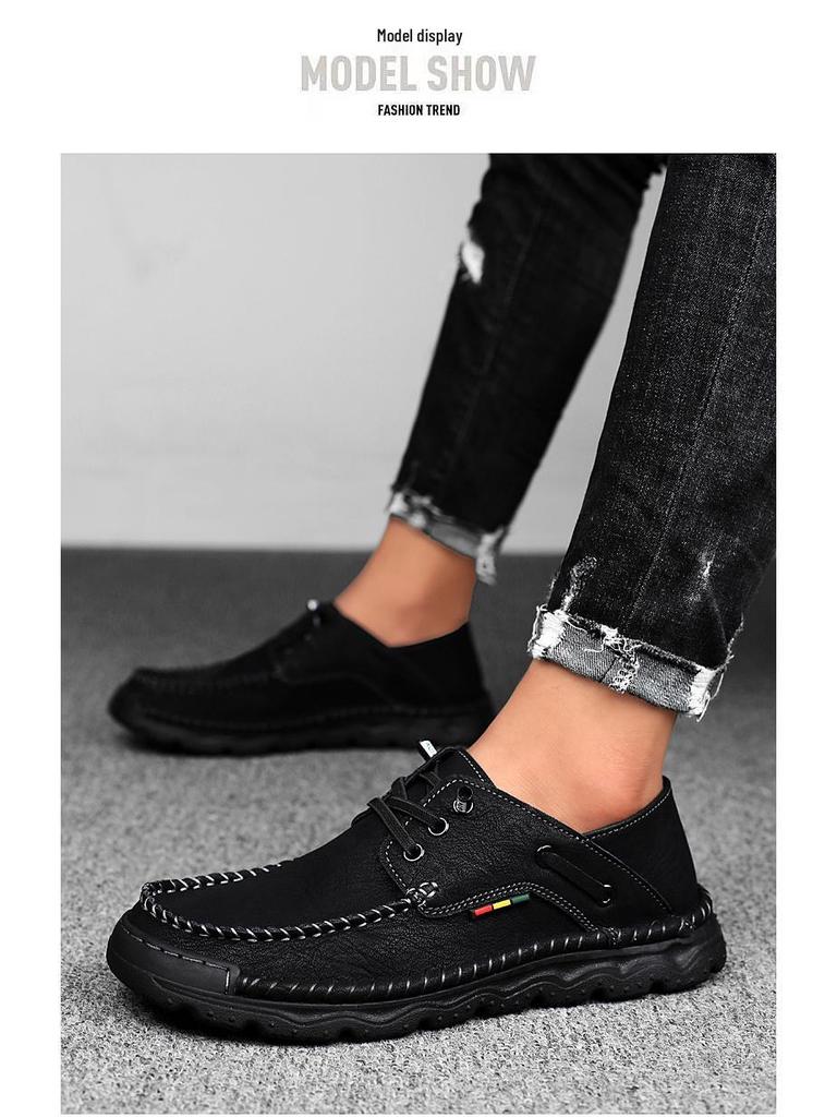 Scarpe Casual da Uomo Slip-On Fatte a Mano per Guidare - Cuciture, Outdoor, Quattro Stagioni, Taglie Forti, alla Moda