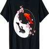 Yin Yang Koi Fish Design Cherry Blossom Meditation T-Shirt