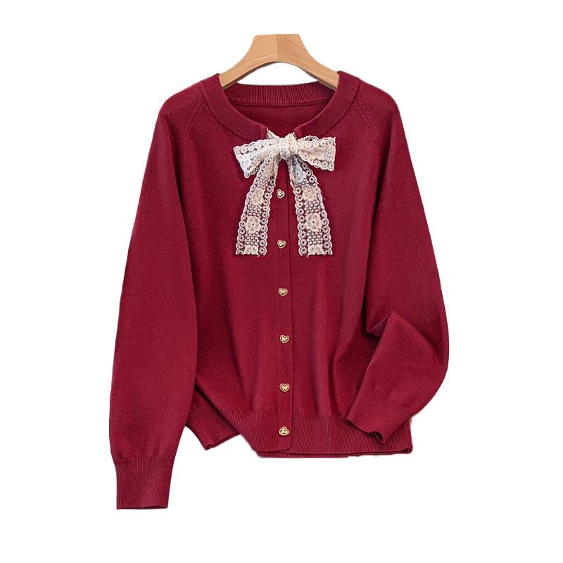 Plus Size Women's Loose Round Neck Cardigan Sweater (Bust 150/160)