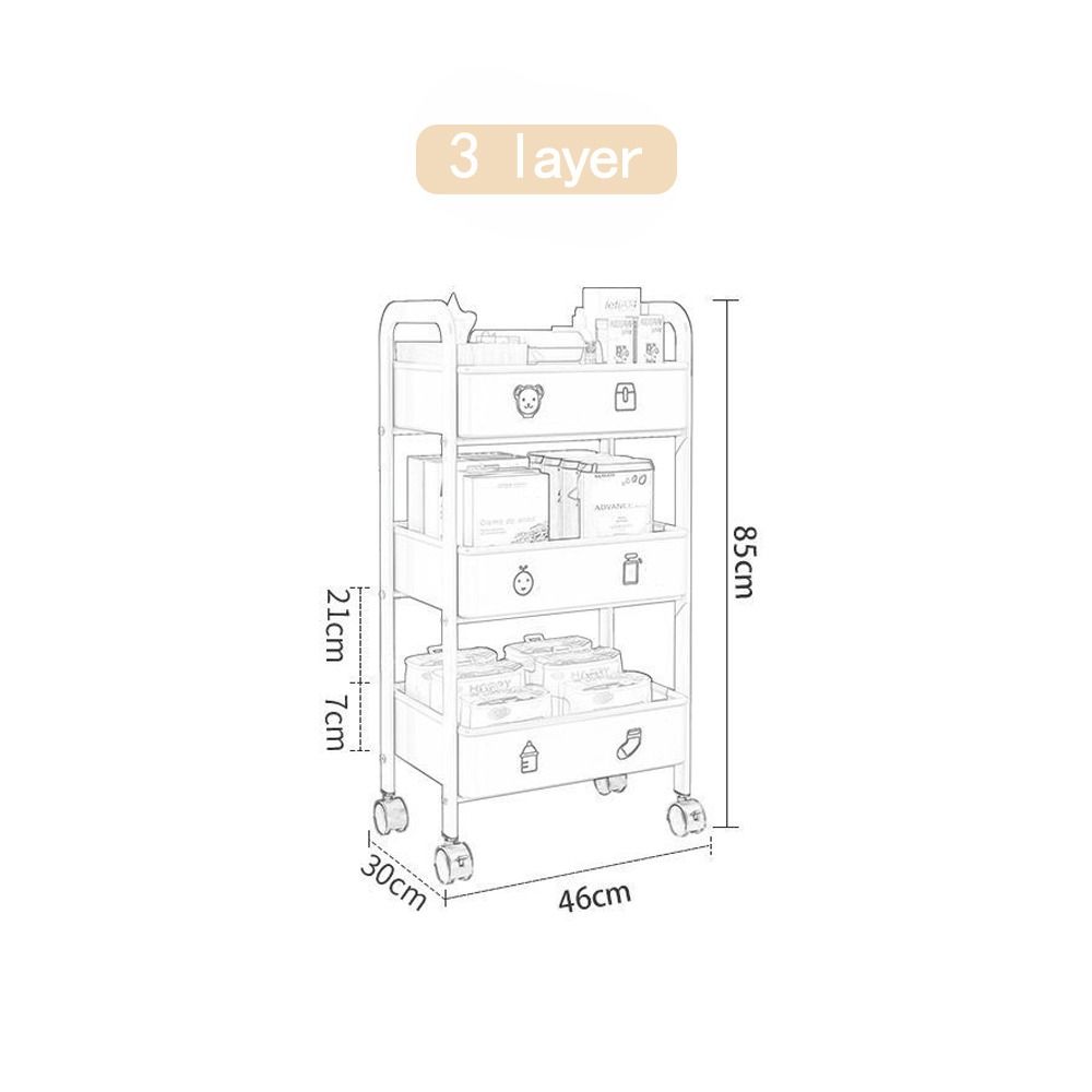 Space Efficient Storage Rack Wiht Wheels Rolling Plastic Storage Cart Mobile Storage Rack  Kitchen