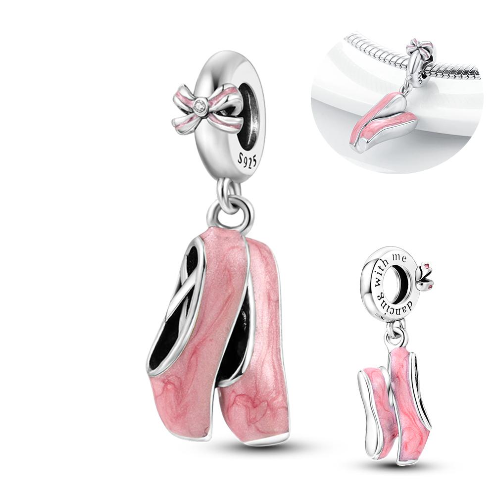 Copper Charms Pink Butterfly Perfume Beads Fit Original Bangle Charm Bracelet Fine Diy Women Jewelry Gift