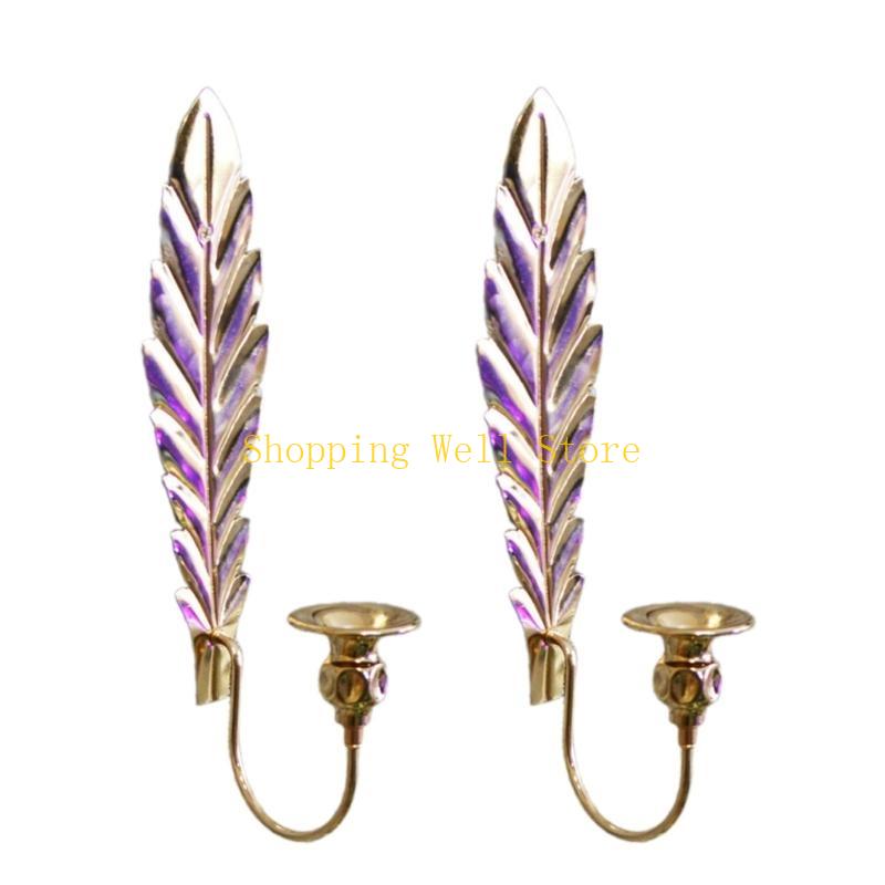 

KX4B Set Of 2 Wall Holders, Candlestick Pattern Candleholder For Unique Touch Home Decoration золотий