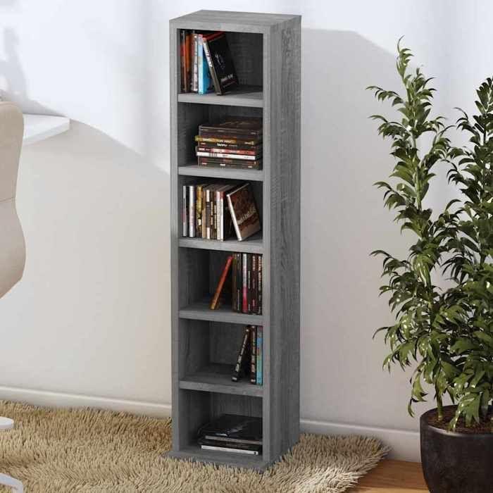 VidaXL CD Cabinet Sonoma Grey 21x20x88 Cm Engineered Wood 815073