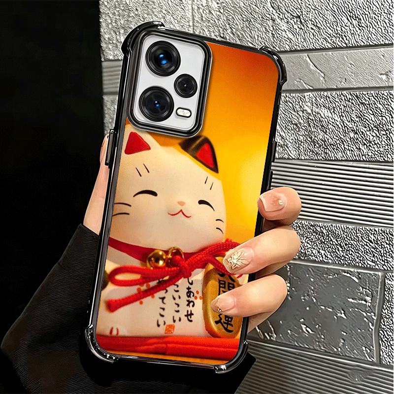 Lucky Cat Maneki Neko Japanese Soft Phone Case For Xiaomi Redmi Note 14 15 Pro Plus 13 12 11S 11T 5G 10 9S 9 Plating Anti-Fall F