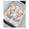 Women Modern Sandals Summer New Luxury Beautiful Rivet Band Leather Casual High Heels Shoes Sweet Pumps Big Size