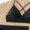 2025 European & American Solid Color Women's Four-Piece Bikini Set