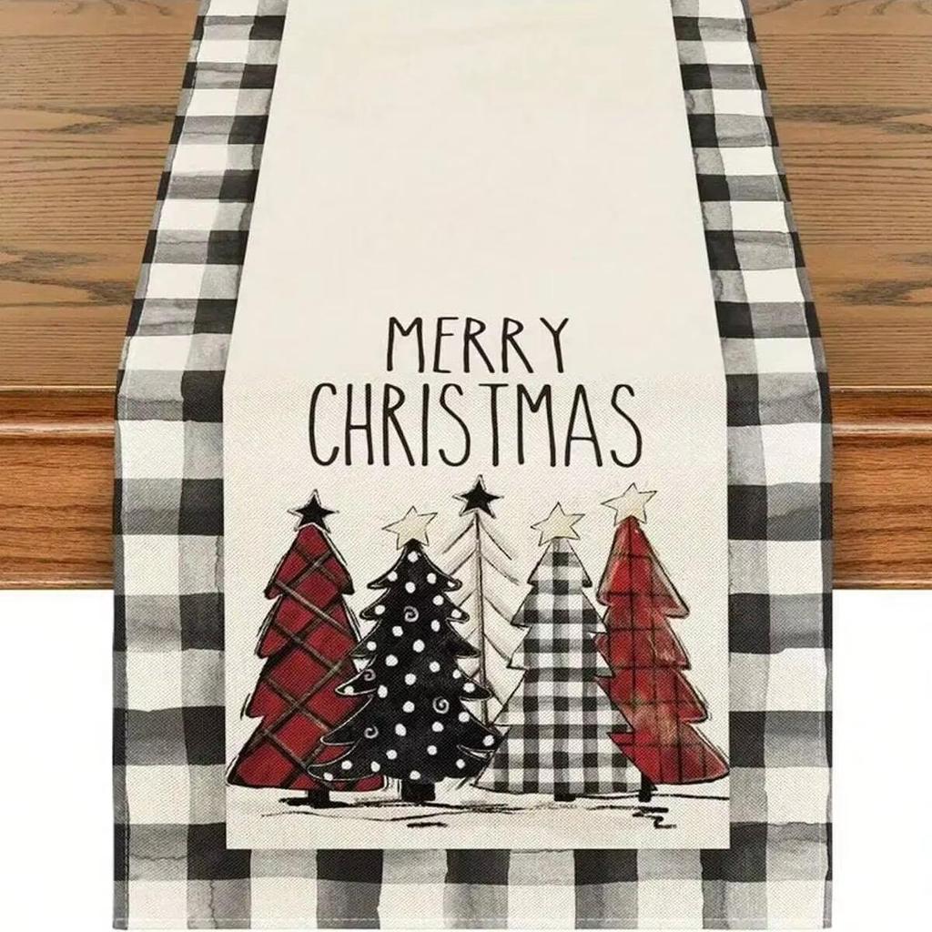 Table Runner 1PCS Christmas Tree Printing Waterproof Dyeing Tablecloth Decoration Tablecloth Christmas