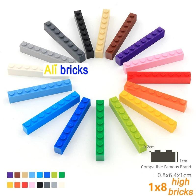 6pcs/lot DIY Blocks Building Bricks Thick 1X8 Educational Assemblage Construction Toys for Children Size Compatible With Brand