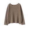 Solid Color Cashmere Hollowed-Out Retro Round Neck Long Sleeve Sweater - Autumn Winter Versatile Loose Knitwear
