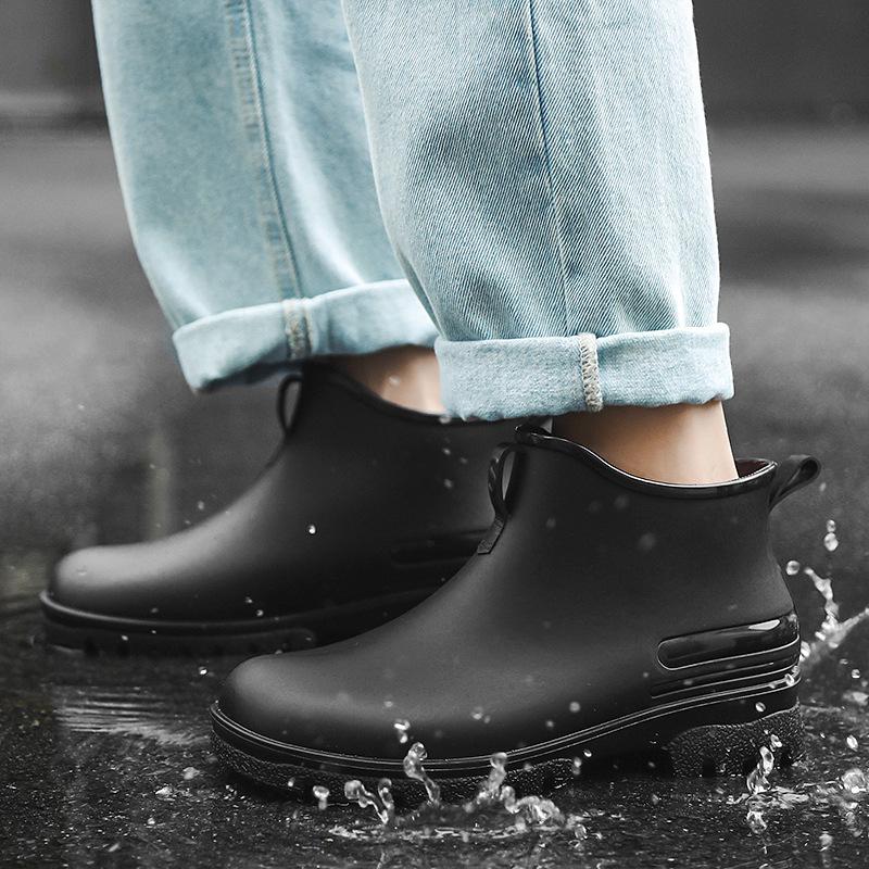 Fashion Men's Rain Boots Waterproof Boots Fishing Casual Camping Rubber Shoes Fashion Couple Short Boots Outdoor Non-slip Water Shoes