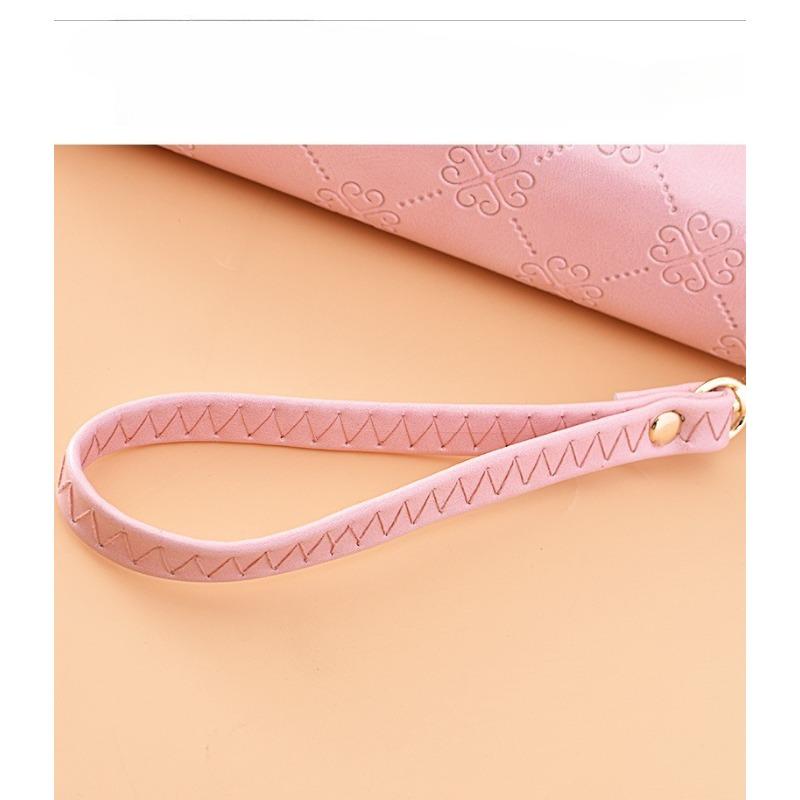 Wallet for women, long, European and American, shiny leather, double zipper handbag, large capacity, double-layer phone bag, frosted wrist wallet