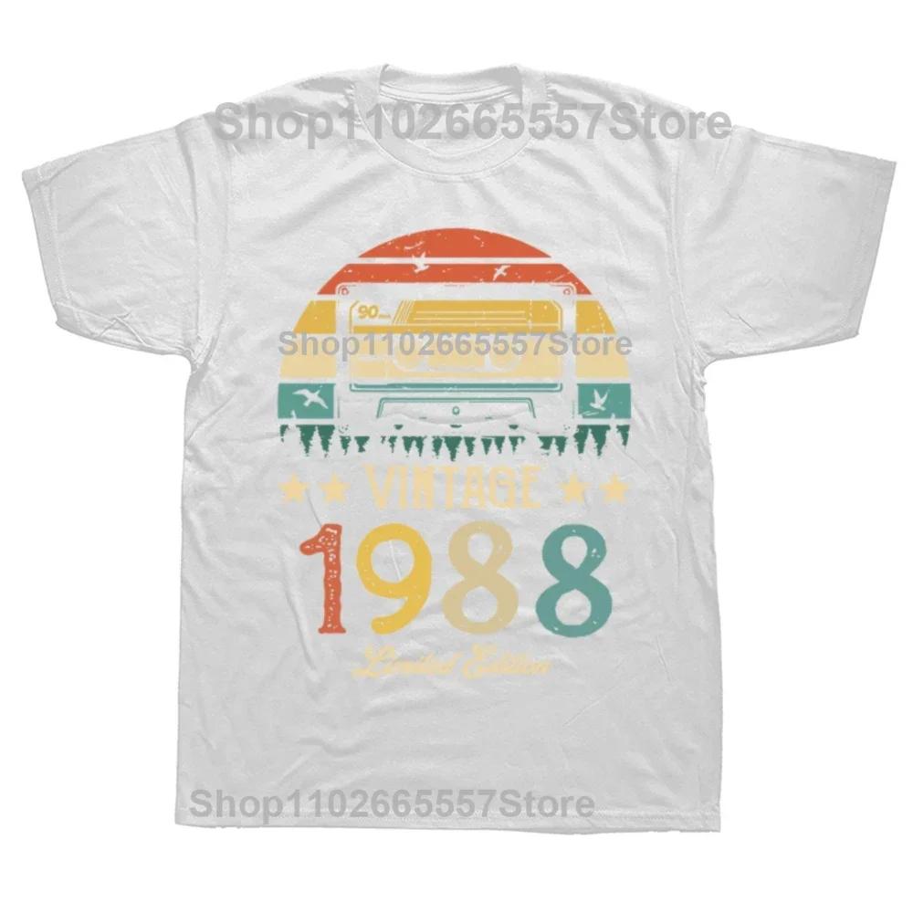 New Men Retro Cassette Vintage Made in 1988 T Shirt 37th 37 Years Old Birthday Party Gift Printed Casual Tee shirt Short Sleeve