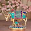 Beautiful Lucky Kamdhenu Cow with Calf Brass Sculpture Home Décor, Height :7 Inch