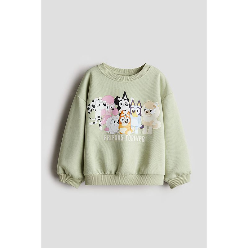 

[Burui] HM Детская одежда Толстовка для девочки 2025 Осень Новая Мультяшный милый принт Толстовка 1267711 Light green/Bluey 90/52(1-2Y)