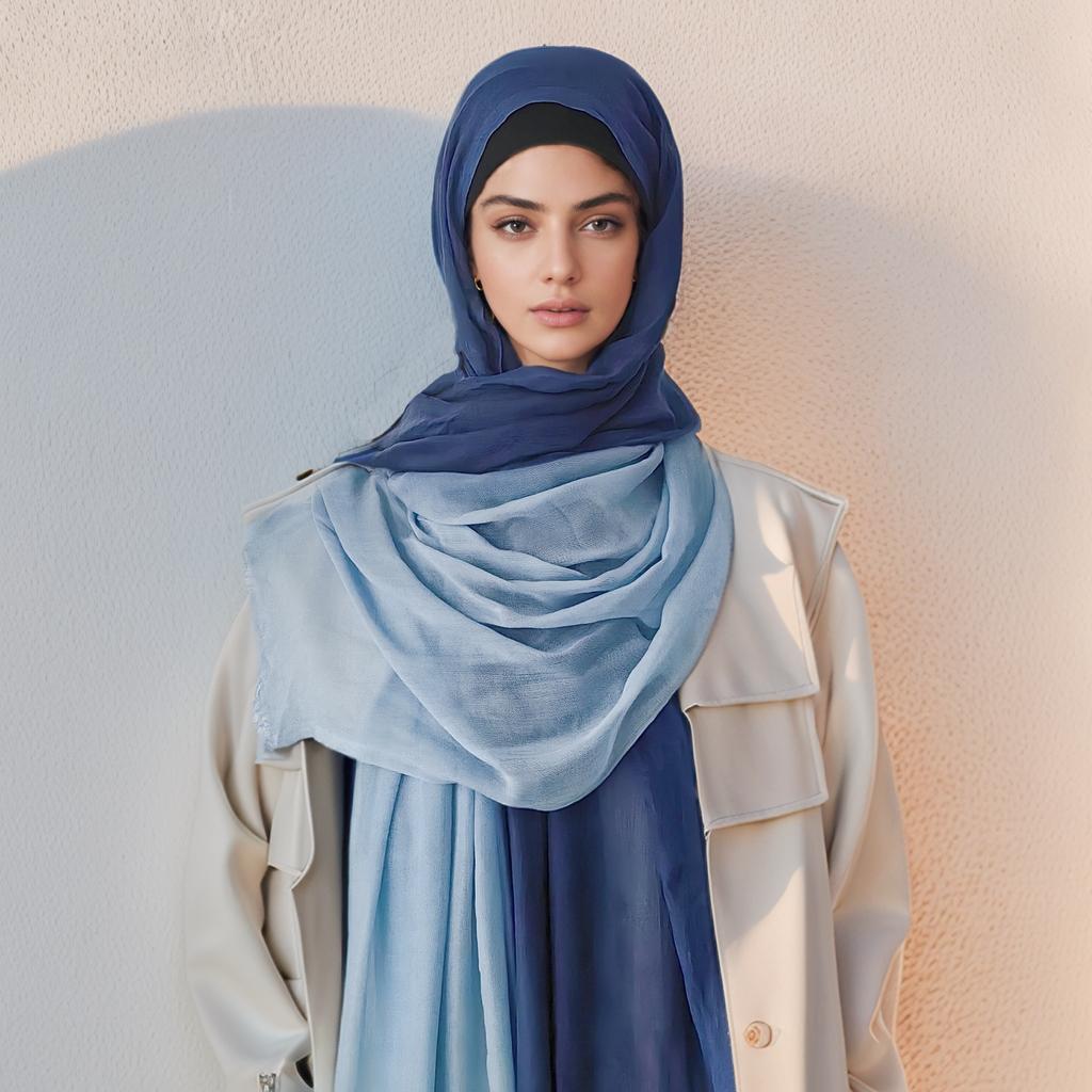 Oversize Ombre Print Scarf Cotton Viscose Soft Hijab New Brand Design Headscarf Turban Solid Color Fashion Women Wraps