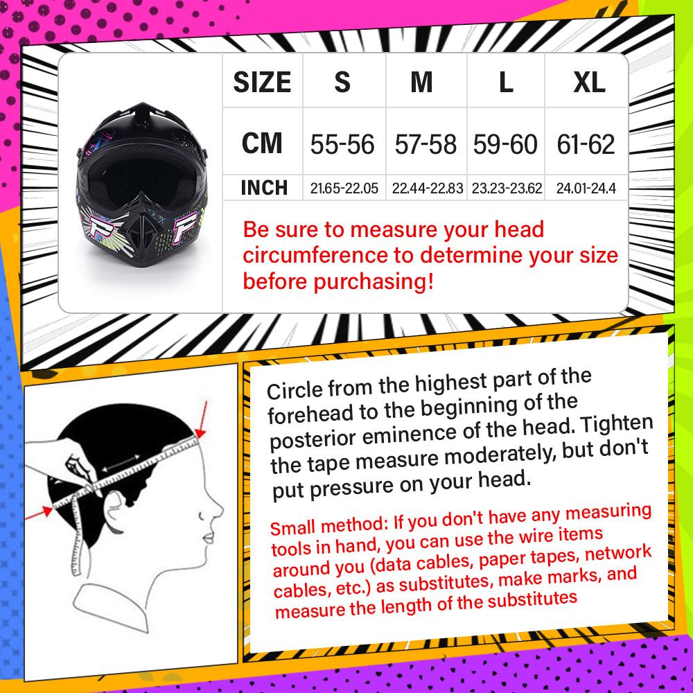 DOT Certified Off-Road Helmet L/XL Size with Goggles Gloves Face Mask Set for Adult ATV UTV Dirt Bike Motocross