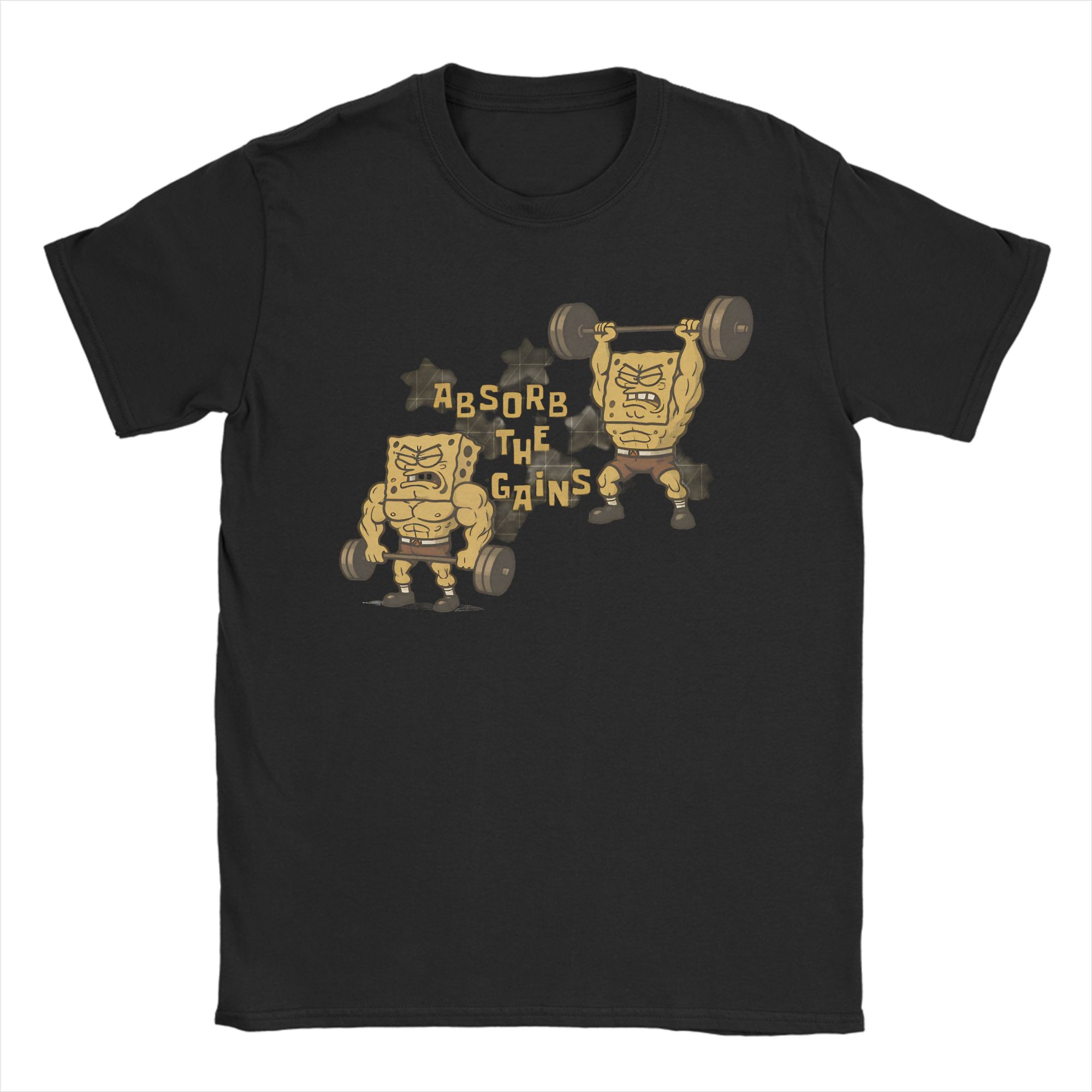 S-Spongebobs T-Shirt Beach Trendy Cool T Shirts Men Cotton O Neck Oversized Clothing Short Sleeve Y2K Basic Tshirt - Men s S... S разноцветный