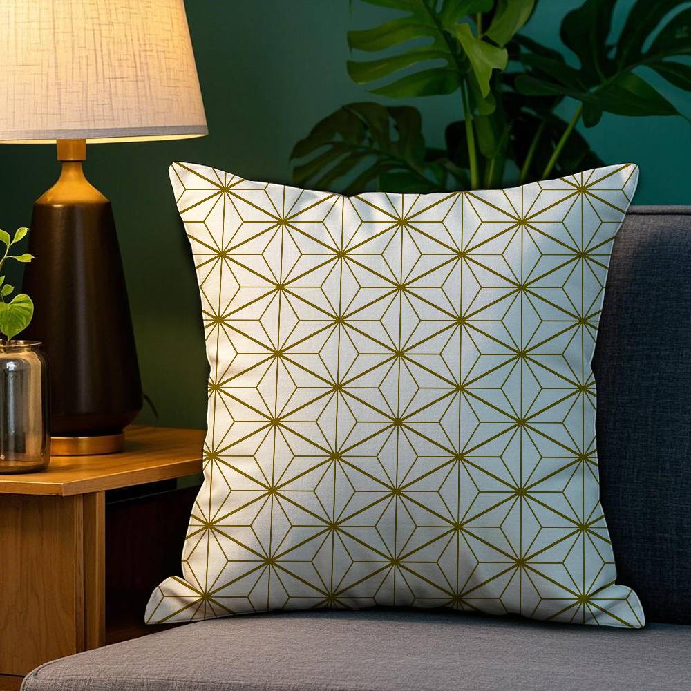 Japanese Golden Lines Pillowcase Living Room Sofa Chair Cushion Cover Home Room Decoration Without Pillow Core