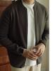 Men's Korean Style Collarless Long Sleeve Wool Cardigan - Spring/Autumn Trendy Knitwear Outerwear