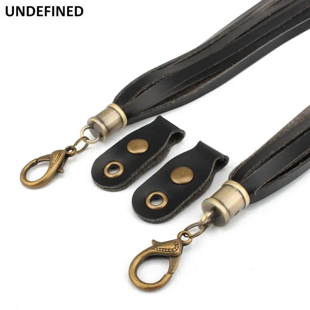 Motorcycle Brake Lever Leather Skull Rivet Fringe Cafe Racer Clutch Lever Grips Cover Tassels for Harley Indian Old School Bike