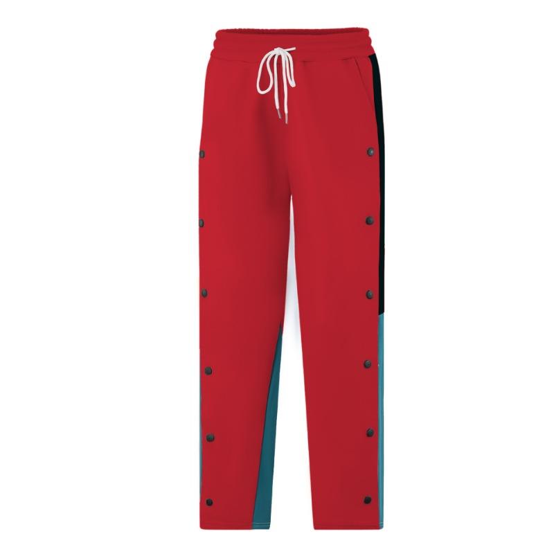 Men's Funky Pants Casual Colour Block Button Trousers Sweatpants Men's Straight Legs