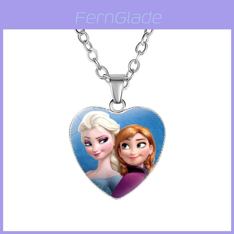 Nuovo Cartone Animato Frozen Elsa Principessa Ciondolo a Forma di Cuore Collana per Bambini Biancaneve Sirenetta Accessori