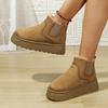 Fashion Hot Pink Thick Bottom Wedge Heel Warm Faux Fur Snow Boots Women Winter Short Plush Boots Woman Non Slip Cotton Chelsea Boots