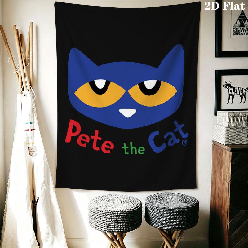 Pete Cat Joy Wall Hanging Printed Fabric Blanket Decorative Tapestries for Bedroom Living Room Home Decor