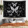 Tapestry Wall Hanging Trippy Witchy Black and White Tapestries Moth, Moon Star Mystic Dark Aesthetic Nature Small Boho Hippie