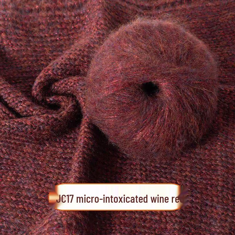 Medium-Thick Sparkly Mohair & Wool Soft Hand-Knitting Yarn Skein