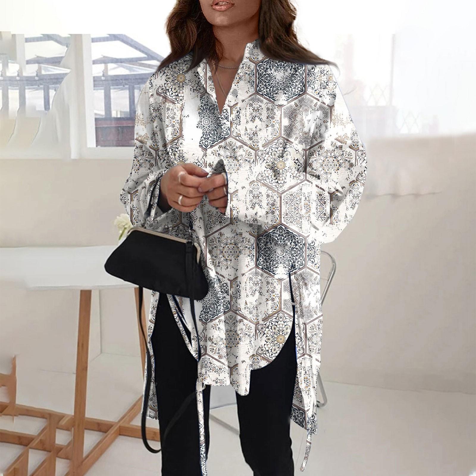 

Модная повседневная рубашка свободного типа с длинным рукавом и лацканами для женщин L серый