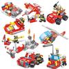 678pcs 8 In 3 City Fire Truck Fighting Building Blocks Set, Warship Deformable Combination Car Model W/8 Fireman Figures Bricks DIY Toys For Children