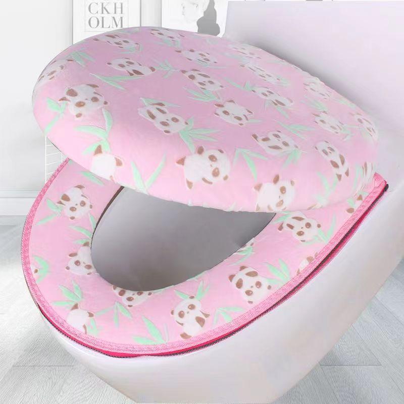 Zipper Type Waterproof Toilet Cover  Household Winter Coral Velvet Toilet Seat Cushion Universal Comfort Toilet Seat Cover