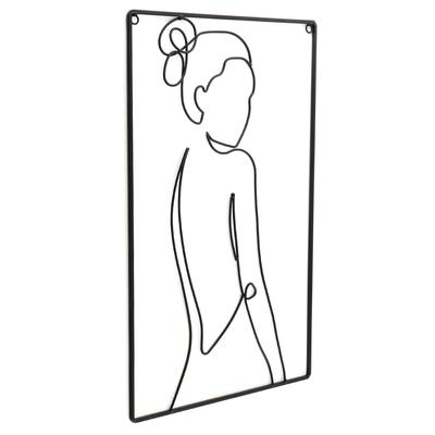 [A3701] - Black 'Arty' Metal Decoration - 45x35 Cm (silhouette Woman)