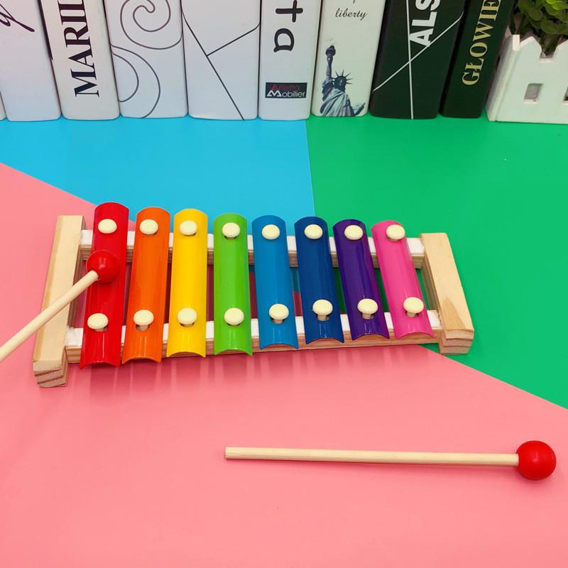 Colorful Wooden Eight Tone Xylophone For Kids With Interactive Bead-spinning Bug Design
