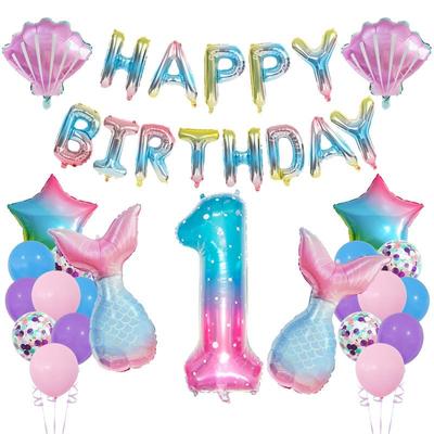 Mermaid Theme Starry Sky Digital Shell Star Aluminum Film Balloon Set Birthday Decoration Set