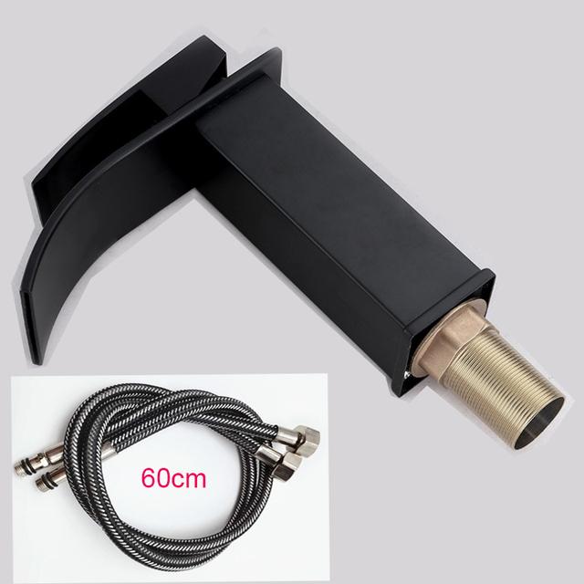 Black Stainless Steel Waterfall Bathroom Basin Faucet Sink Faucet Square Basin Faucet Single Handle And Cold Basin Faucet