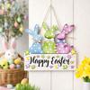 Colorful Easter Door Hanging Decor Reusable Rabbit Door Hanging Wooden Sign Plaque  Photo Props