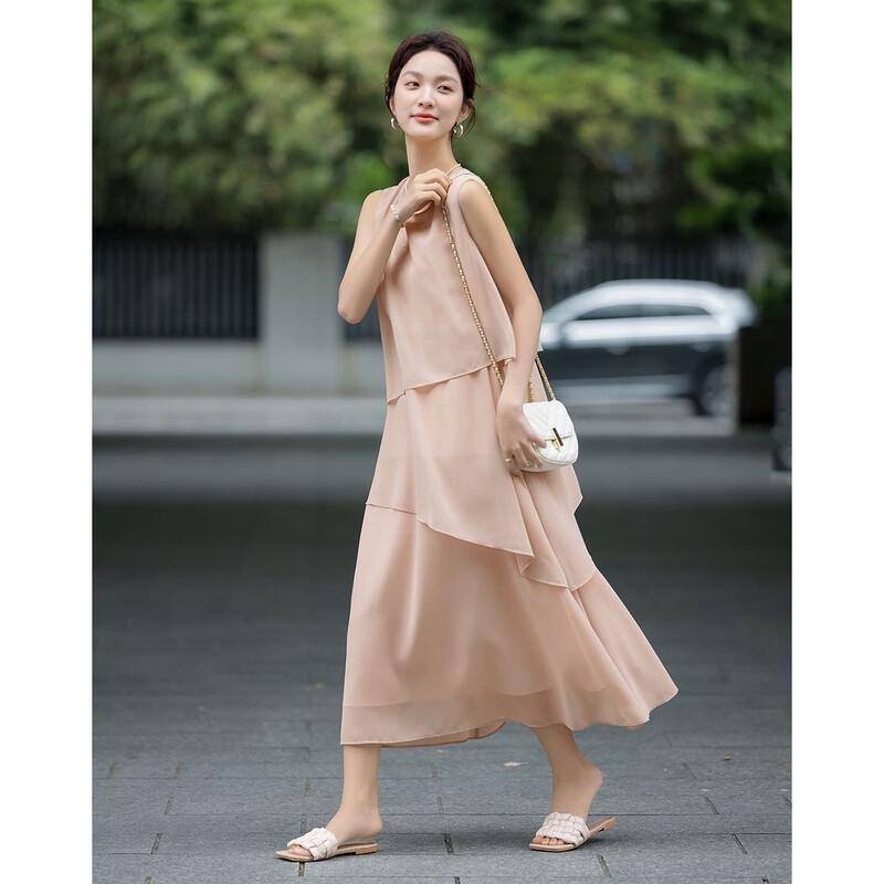 

Demana Women s Chiffon Tiered Sleeveless Maxi Dress XL