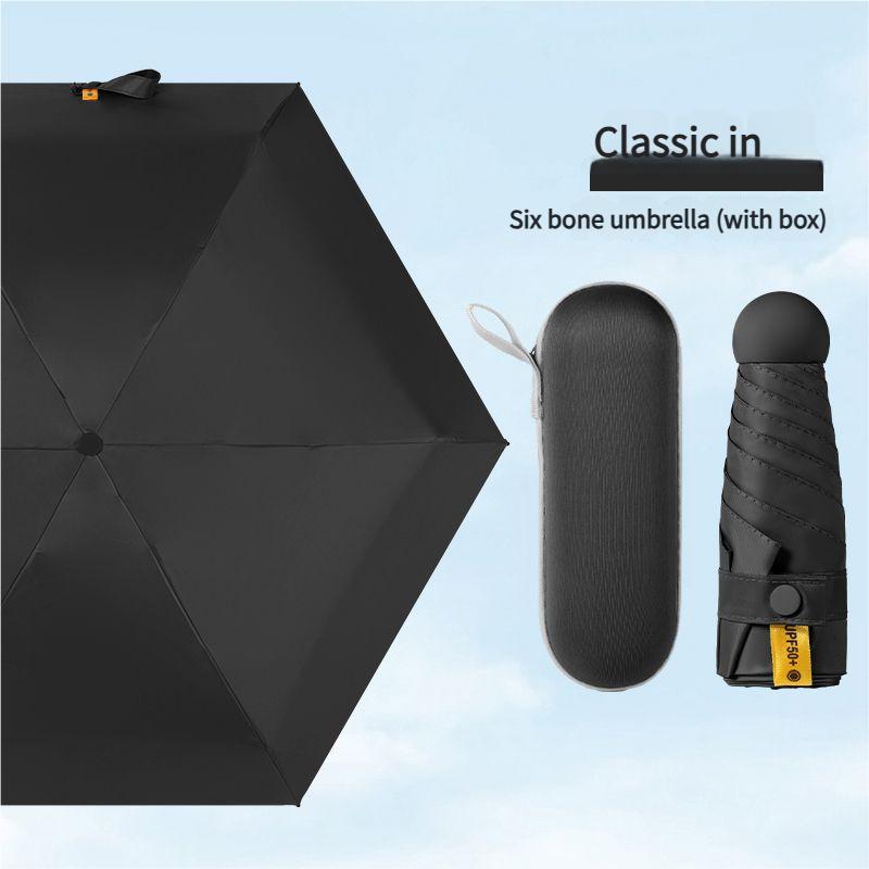 Mini Capsule Umbrella Portable Five Fold Umbrella Sun Rain Dual Use Sunshade Pocket Sun Umbrella Women Anti Sun Anti UV Fold Sma
