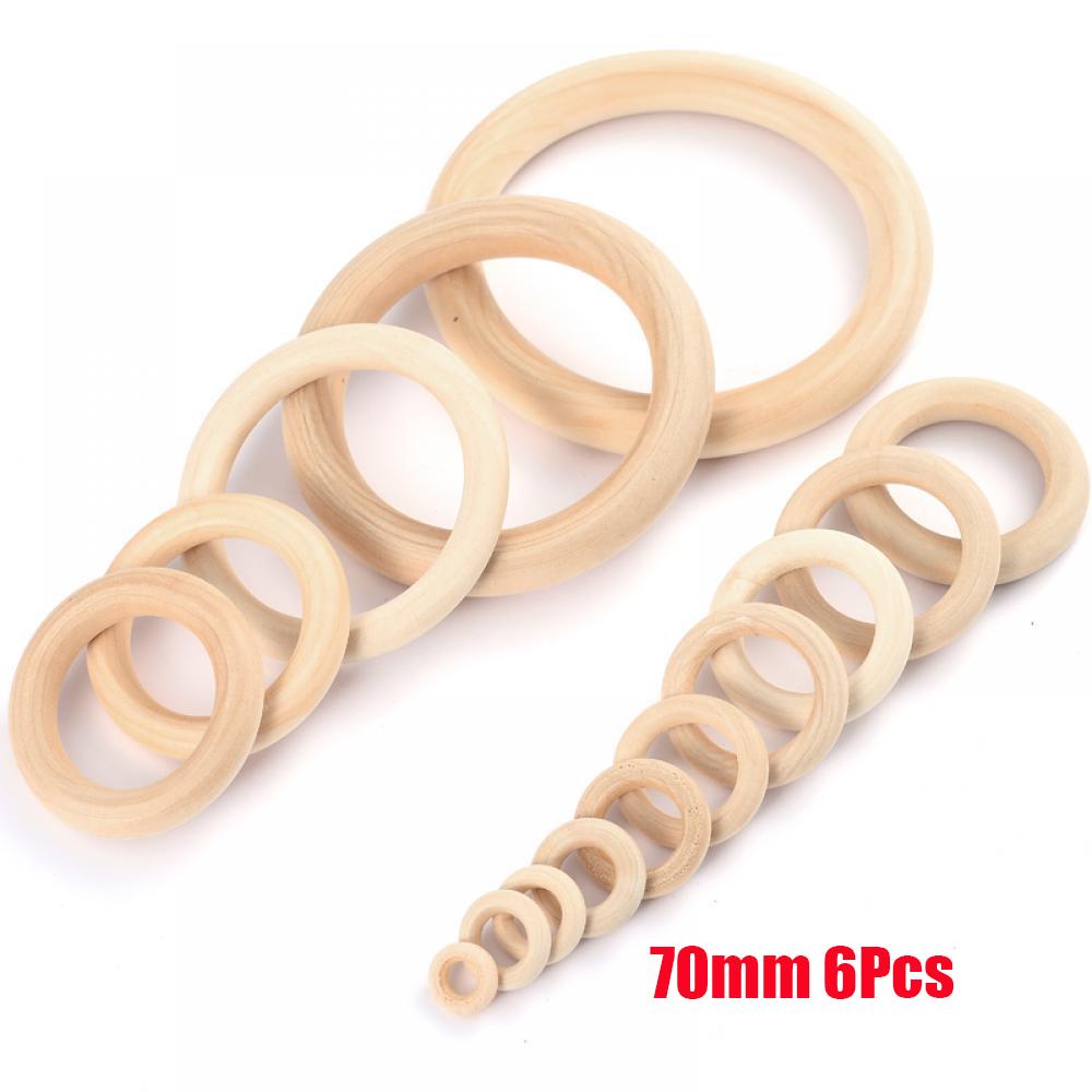 12-125mm Wooden Rings Teether Handmade Baby Natural Maple Wooden Teething Rings for Necklace Bracelet DIY Crafts Wood Teether
