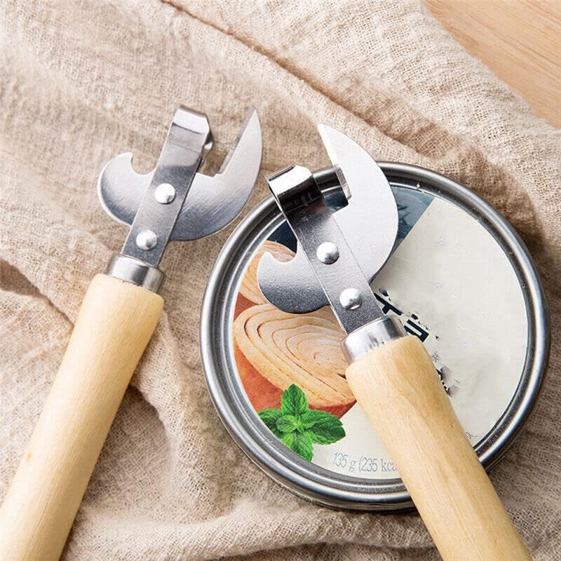 Multifunctional Bottle Opener, Stainless Steel Wooden Handle Can Opener, Suitable for Cans, Screwdrivers, Evaporated Milk Iron Cans, Beer Bottles