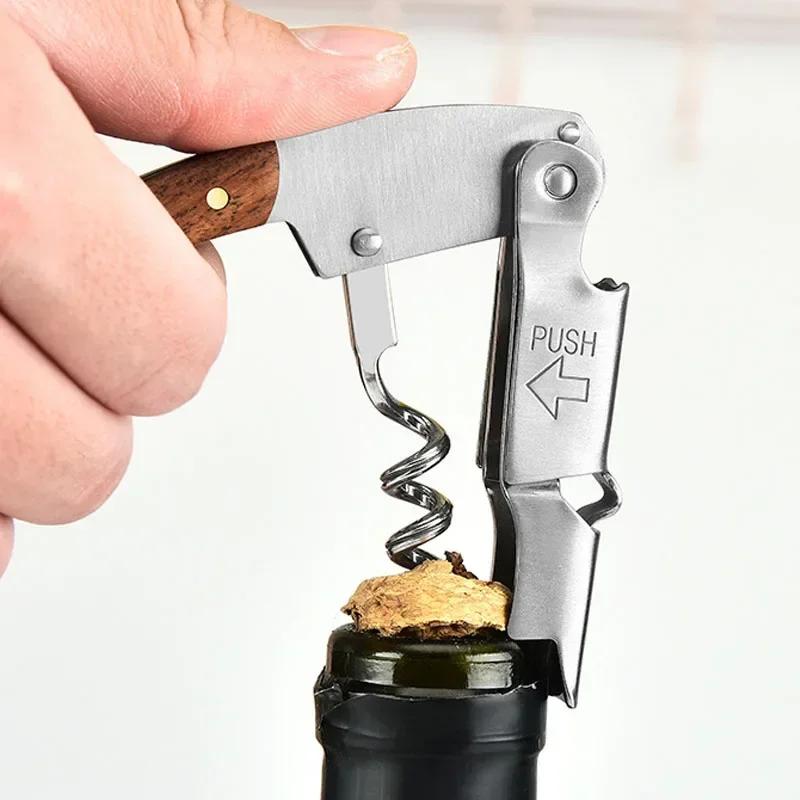 Sommelier en acier inoxydable - Tire-bouchon professionnel, qualité hôtellerie-restauration, avec décapsuleur et coupe-capsule