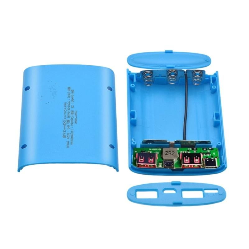 Carcasă portabilă DIY pentru baterii externe cu ieșire Type C și USB dublu, carcasă cu design mic pentru baterii externe pentru 8x18650