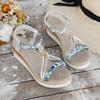 Spring And Summer Beach Sandals Women'S Fashion Wedge Heel Thick Sole Comfort Sandals For Women With Arch Support And Back Strap