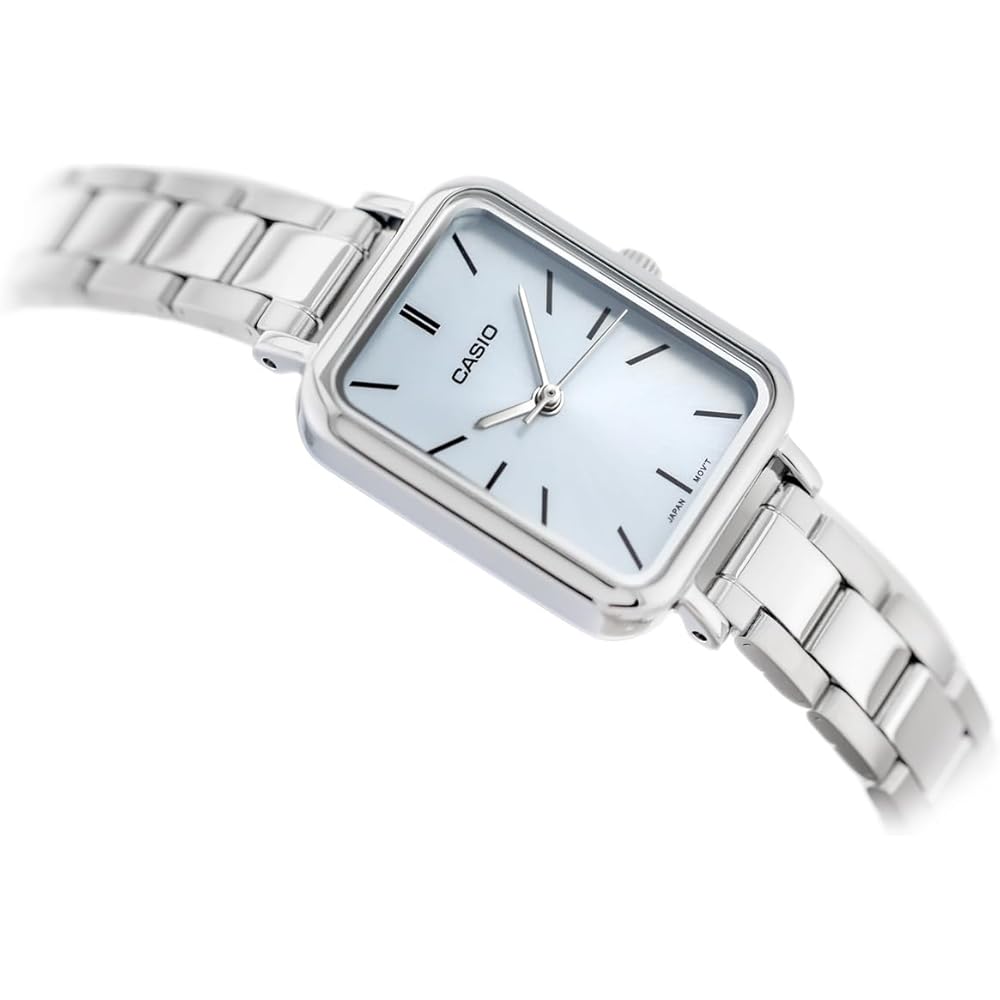 Casio LTP-V009D-2E Women's Rectangular Stainless Steel Dress Watch Blue Dial Casual Black