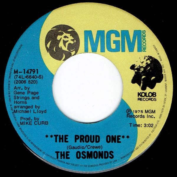 

7inch Record OSMONDS - The Proud One M14791 MGM Records, Ko 1975 Canada Rock Used