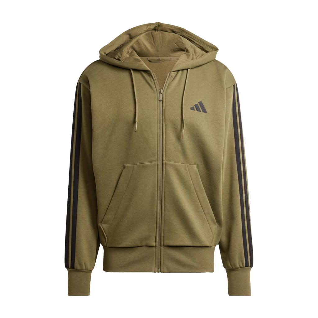 adidas Mens 3 Stripes Fleece Full Zip Hoodie