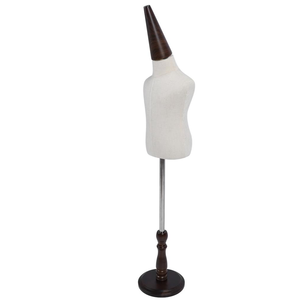 2 Years Kids Mannequin Dress Form with Wooden Base Half Body Easy To Assemble Linen Child Mannequin Torse for Window Counter Studio Clothing Store Dis